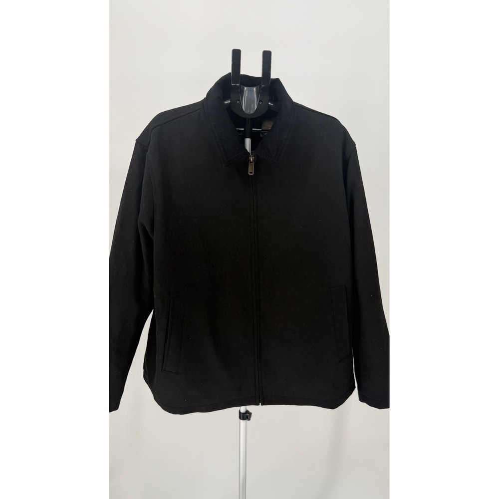 Dockers Wool Blend Quilted Lined Zip Jacket Black Y2K Workwear Minimalist Men XL